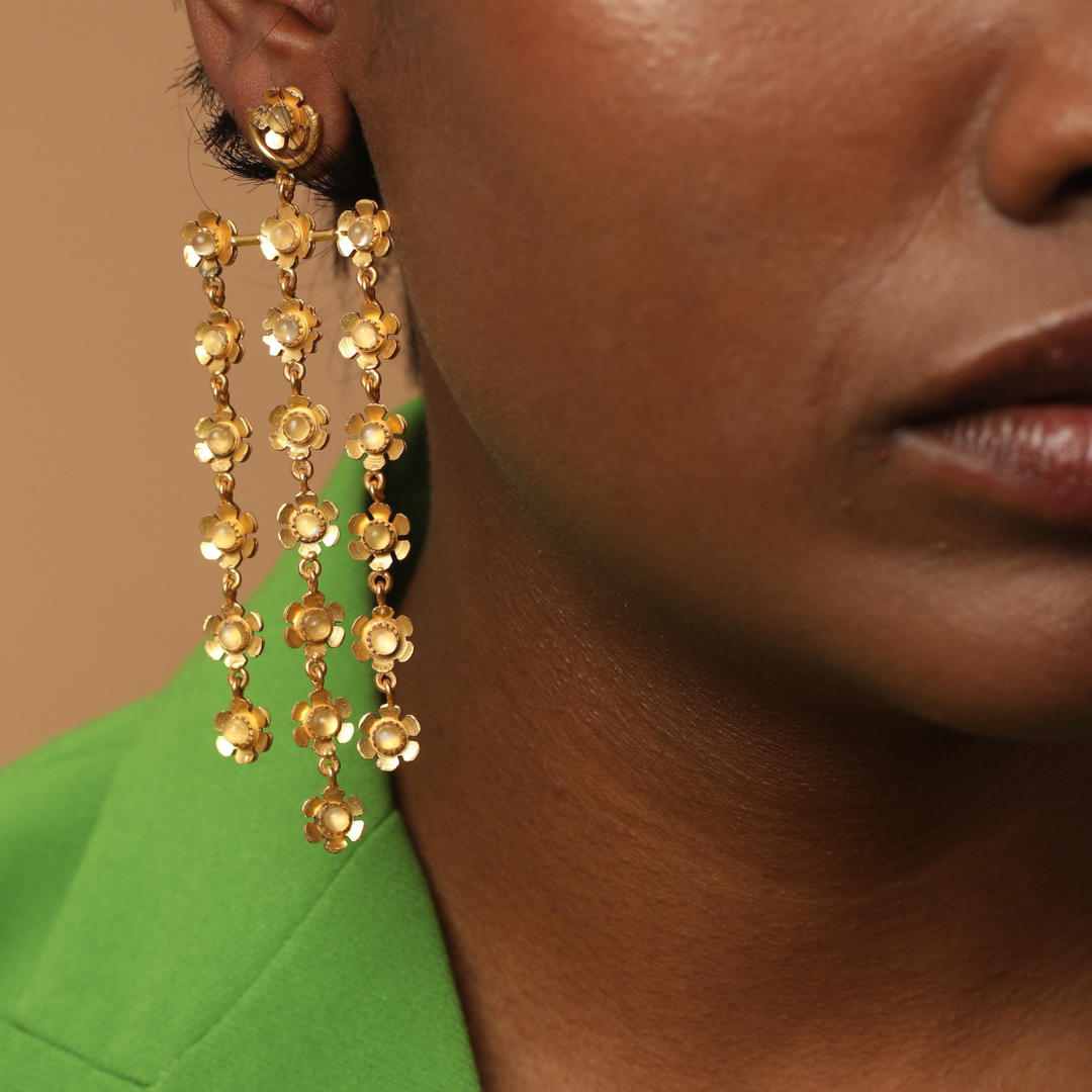 Masharabiya Moonstone Dangle Earrings