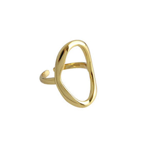 Sleek 18k Vermeil gold plated oval ring for everyday wear handmade from brass