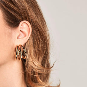 Gold Plated Tri-Hoop Earrings