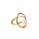 Minimal Handmade 18k Gold Plated Hollow Pearl Ring