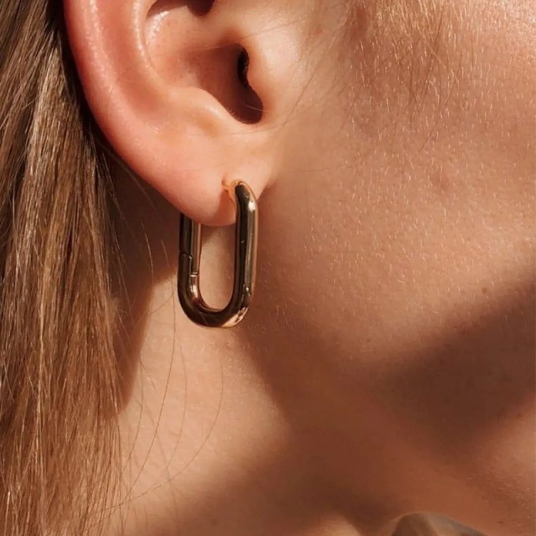 18k Gold Plated U-Shaped Hoop Earrings