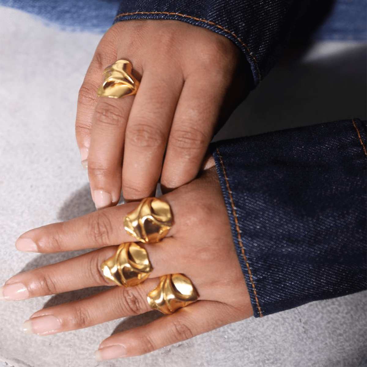 Textured Gold Plated Statement Lourdes Ring