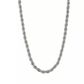 Rhodium Silver Rope Chain Necklace