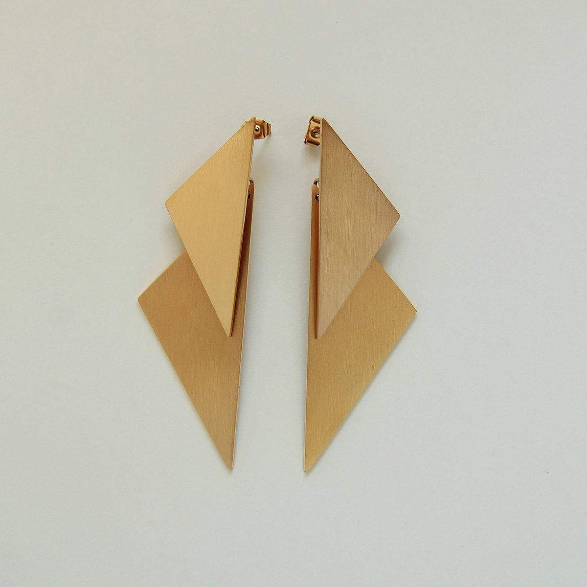 Triangular Layered Guiza Earrings - Tanzire