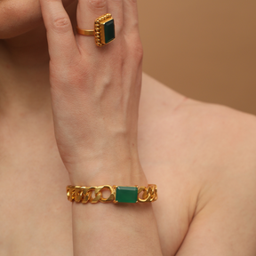 Link Chain Green Onyx Bracelet