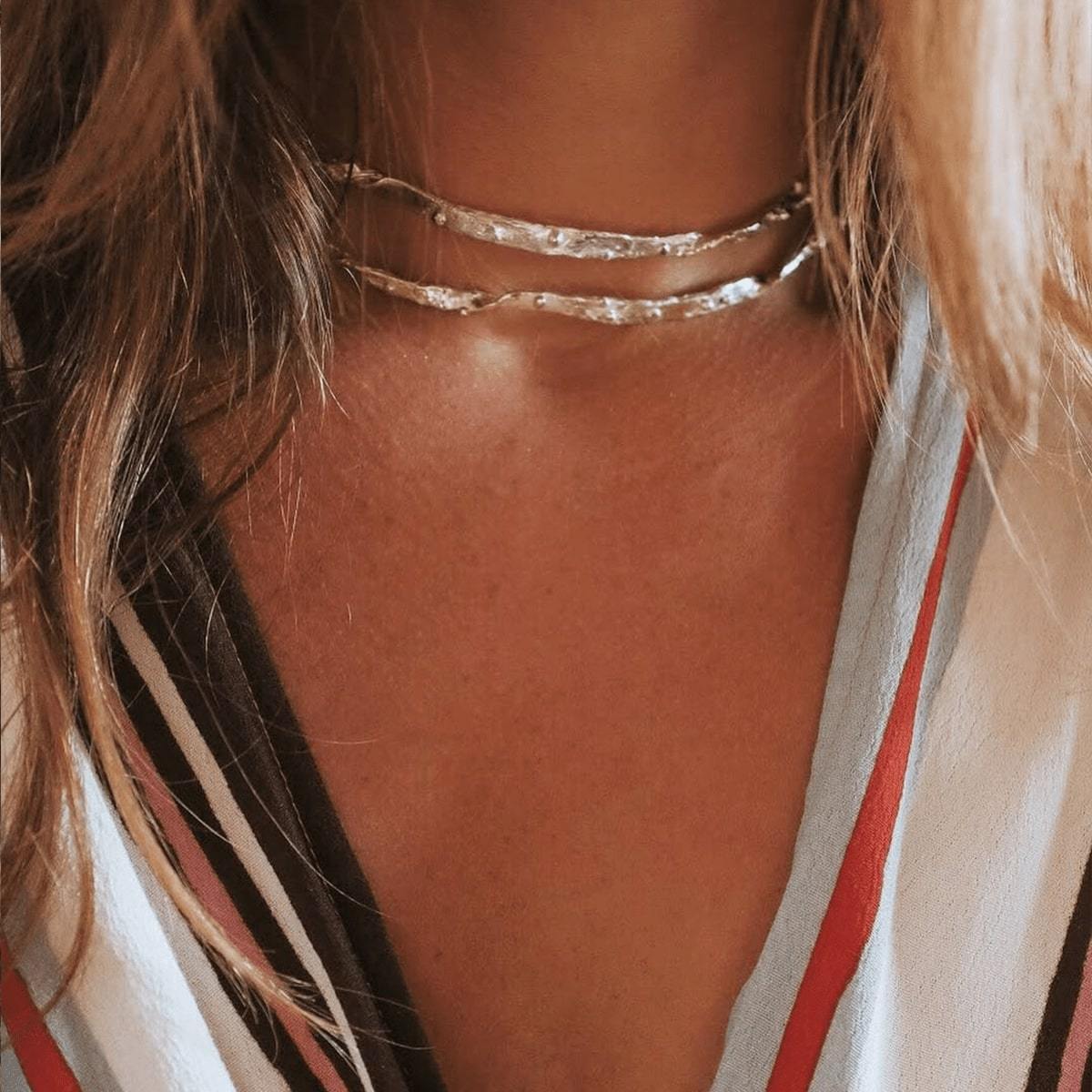 925 Sterling Silver Maya Choker Necklace - Tanzire