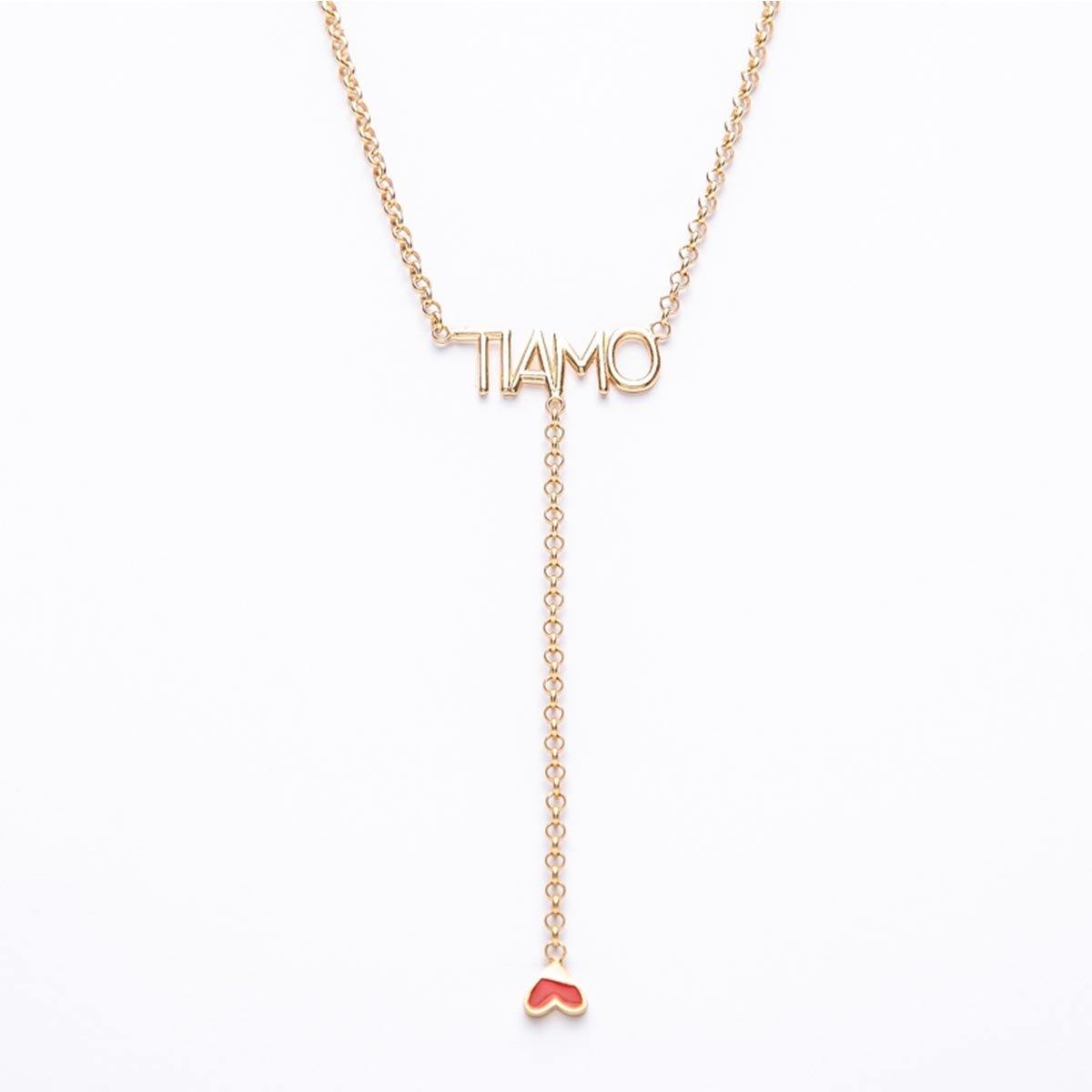 Ti Amo Gold Pendant with a Red Heart - Tanzire