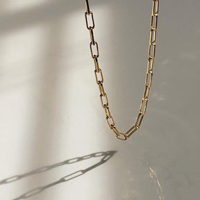 Minimal Handmade 18k Gold Vermeil Plated Paperclip Chain Link Necklace