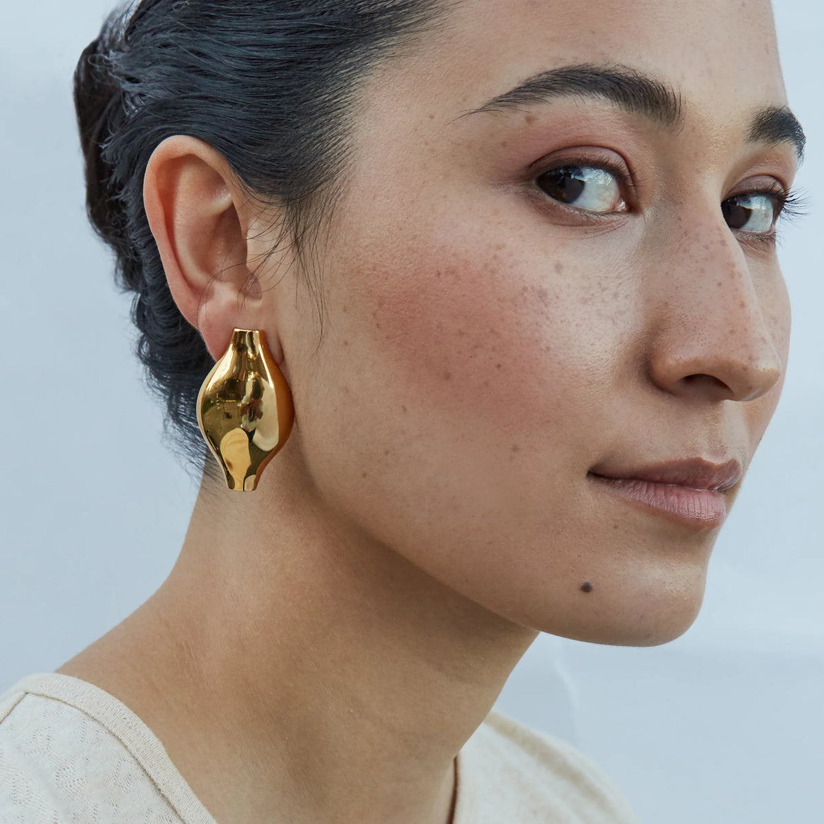 Statement Amphora Gold Stud Earrings