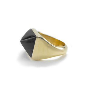 Aneko Brass And Horn Pyramid Ring - Tanzire
