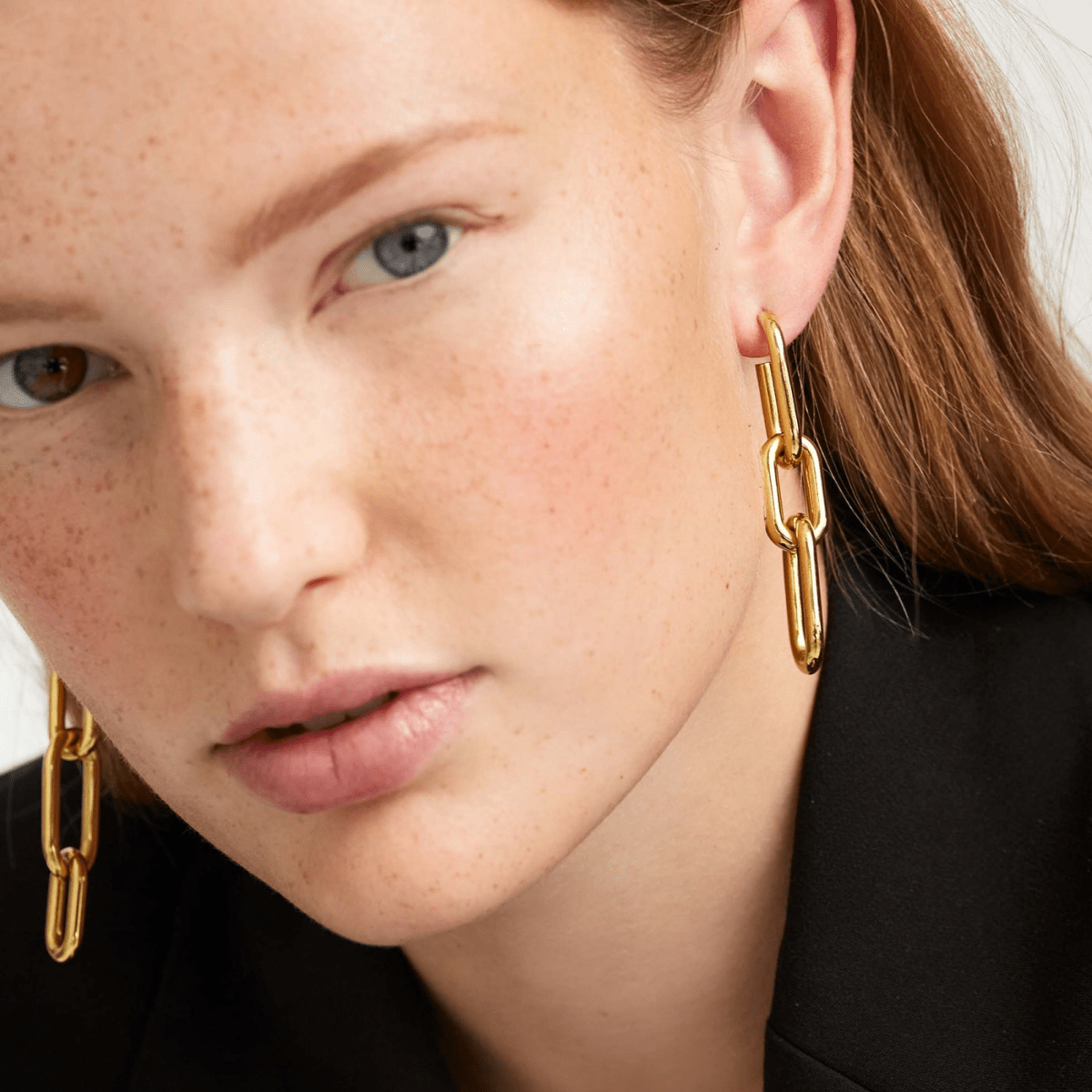 Detachable Chain Link Gold Earrings