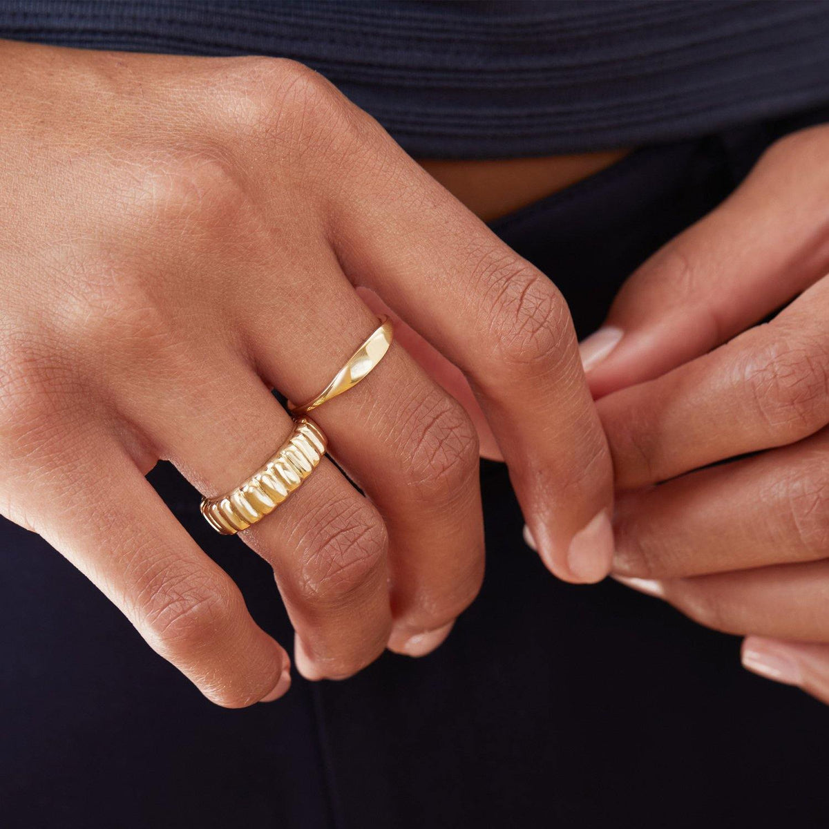 Elegant Gold Vermeil Thin Ring Band - Tanzire