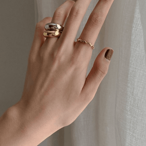 Sleek Gold Plated Adjustable Dome Ring
