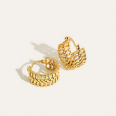 Gold Double Chain Hoop Earrings - Tanzire