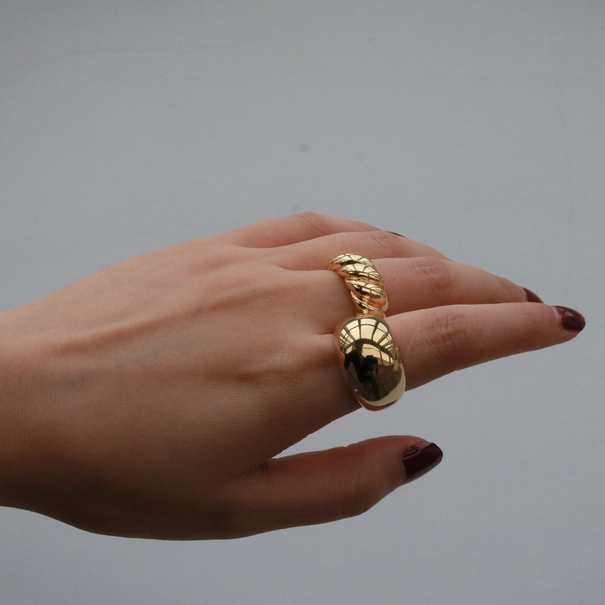 18k Gold Vermeil Dome Ring Band - Tanzire