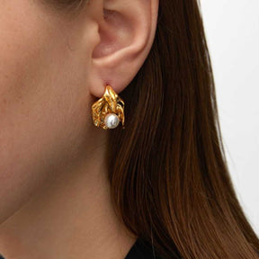 Elegant Gold Plated Pearl Earrings
