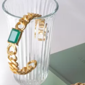 Link Chain Green Onyx Bracelet