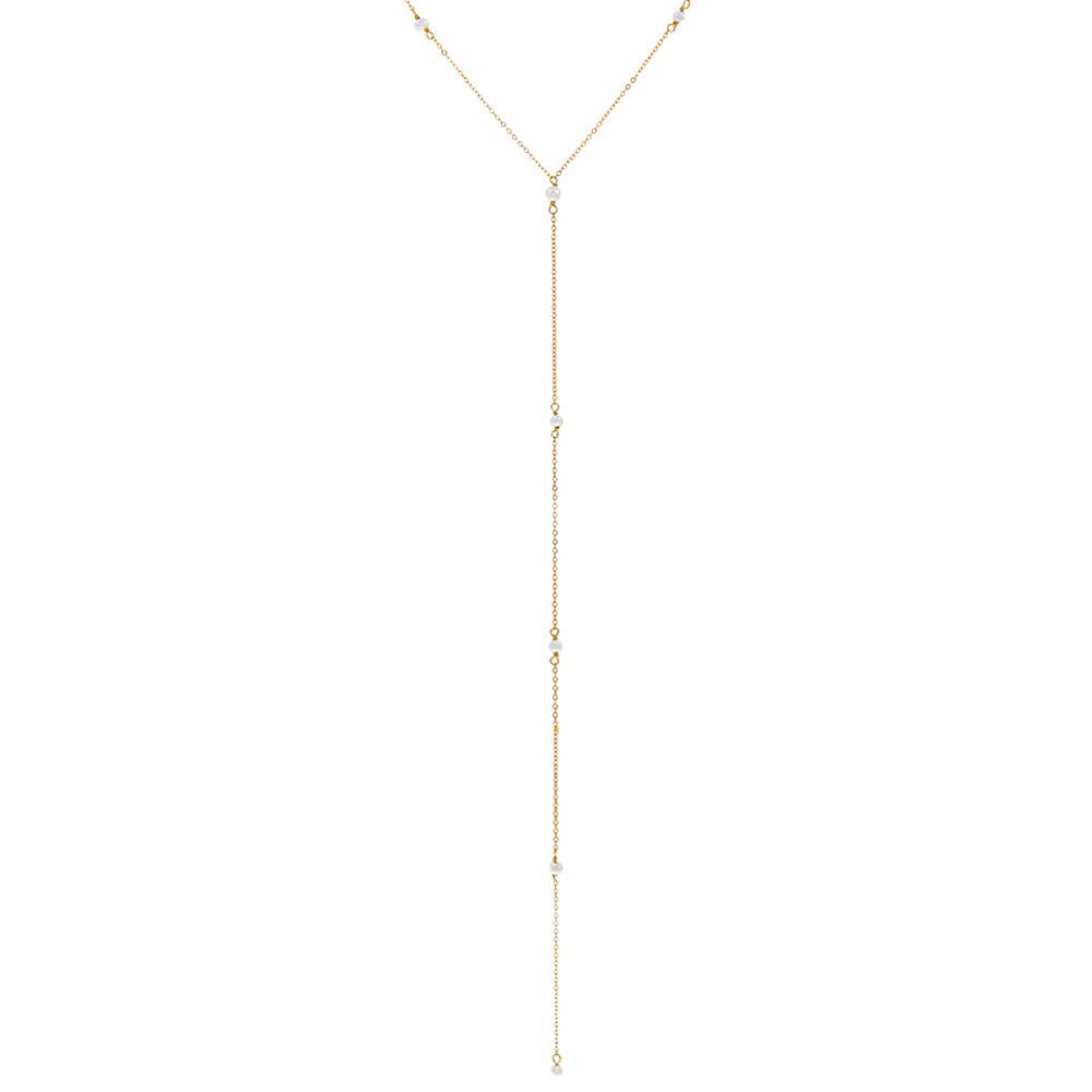Drop-Down Freshwater Pearl Lariat Necklace