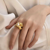 Handmade 18k Gold plated Vintage Pearl Ring