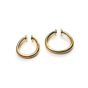 Handmade Delicate big and small ear cuff set of two gold plated minimal easy click ear cuffs for women