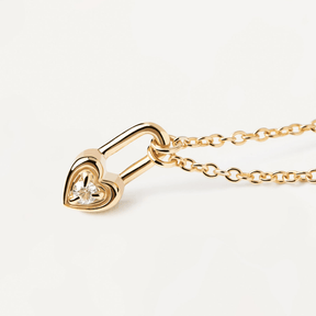 Gold-plated Heart Padlock Pendant Necklace