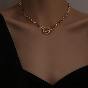 Gold Plated Rolo Chain Choker Necklace