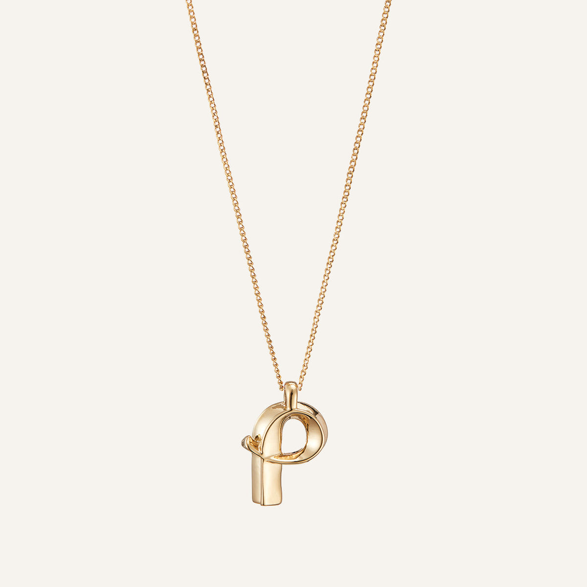 Gold Brass Metal Monogram Lock Pendant Necklace - P