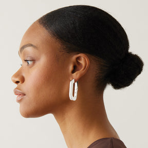 Rhodium Silver Mega U-Shaped Earrings