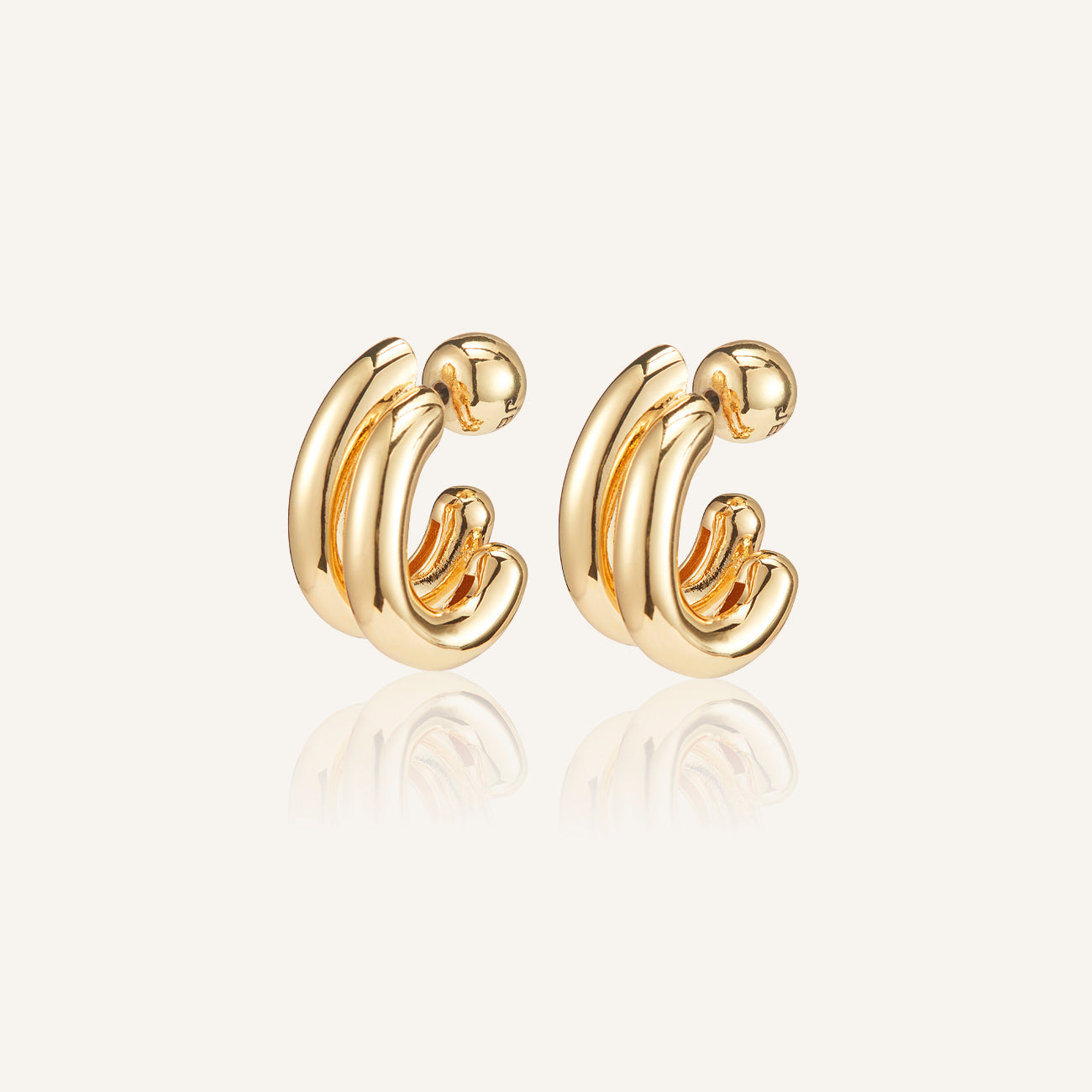 14k Gold Plated Florence Twin Hoop Earrings