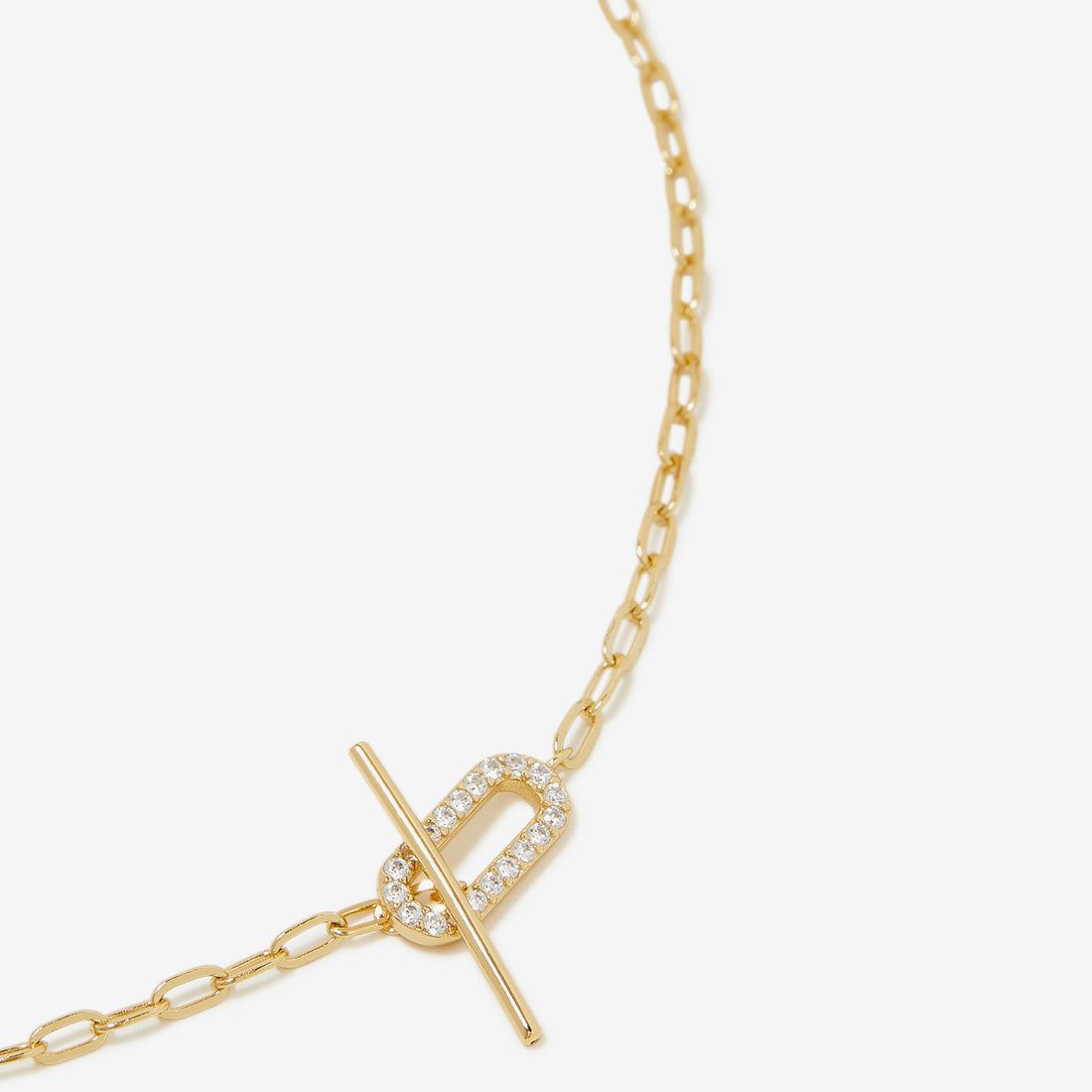 14K Gold Vermeil Jade Pave Necklace