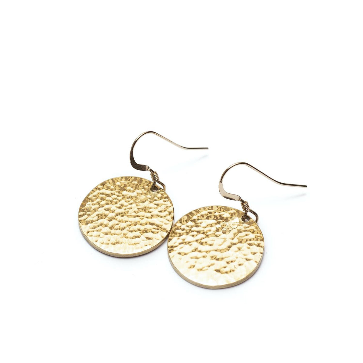 Minimal gold plated medallion earrings handmade from brass for everyday wear