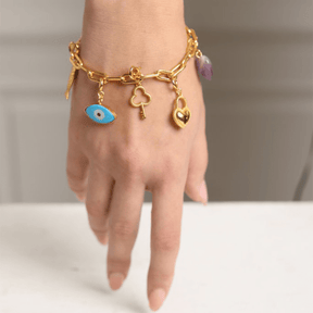 Gold Plated Keys To My Heart Charm Necklace