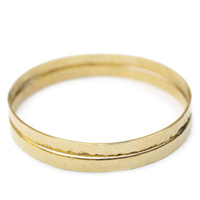 Hammered textured plain 18 k gold plated bangle handmade from brass