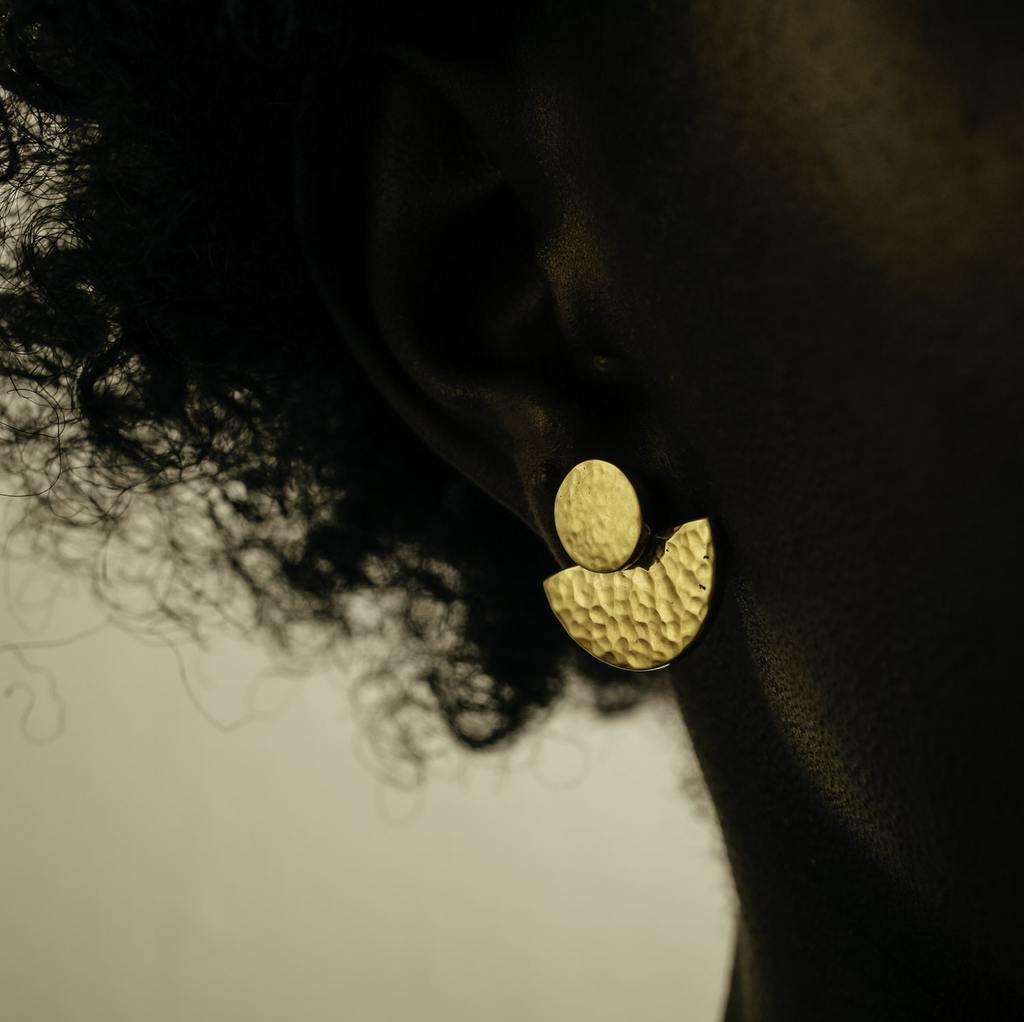 Lela Hammered Brass Earrings