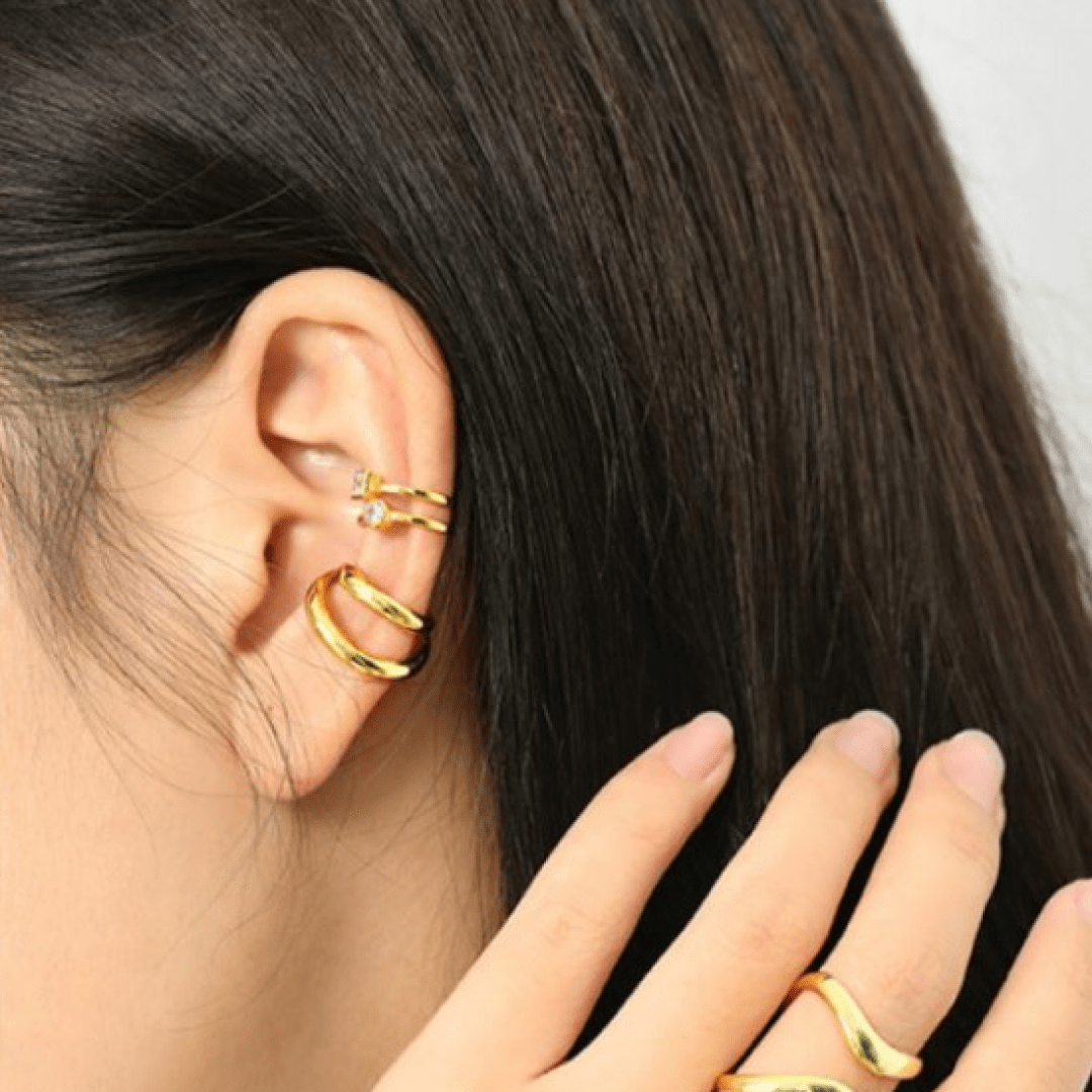 Gold Vermeil Double Hoop Ear Cuff