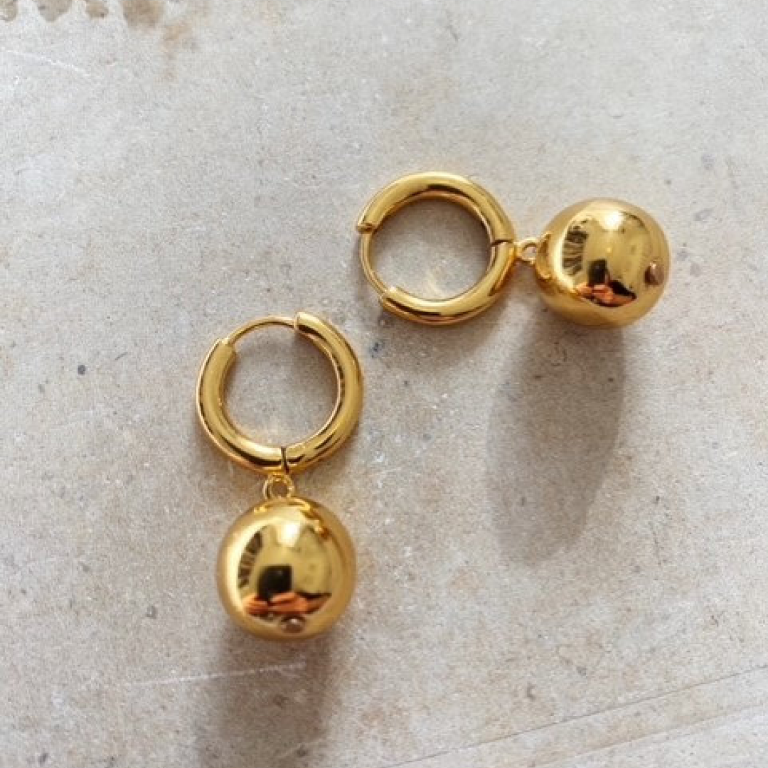 Solid 22K Gold Ball Rochelle Earrings
