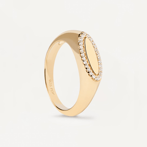 Engravable Zirconia-Studded Lace Stamp Ring