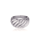 Statement Rhodium Silver Croissant Ring