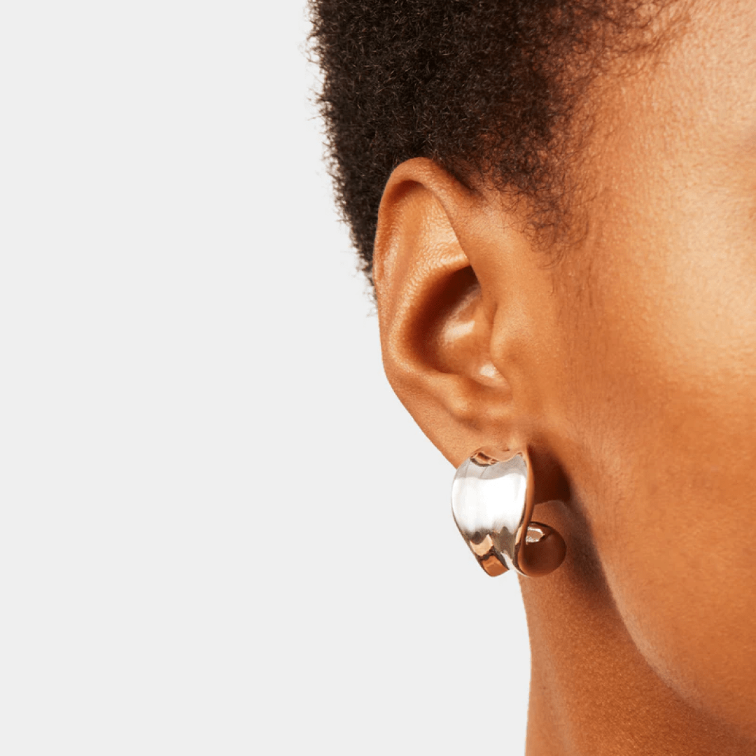 Rhodium Silver Chunky Doune Earrings