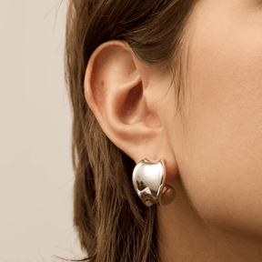 Rhodium Silver Chunky Doune Earrings