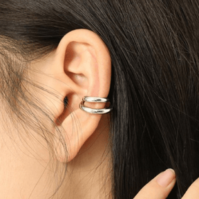 Rhodium Silver Double Hoop Ear Cuff