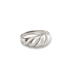 Rhodium SIlver Thin Dome Croissant Ring