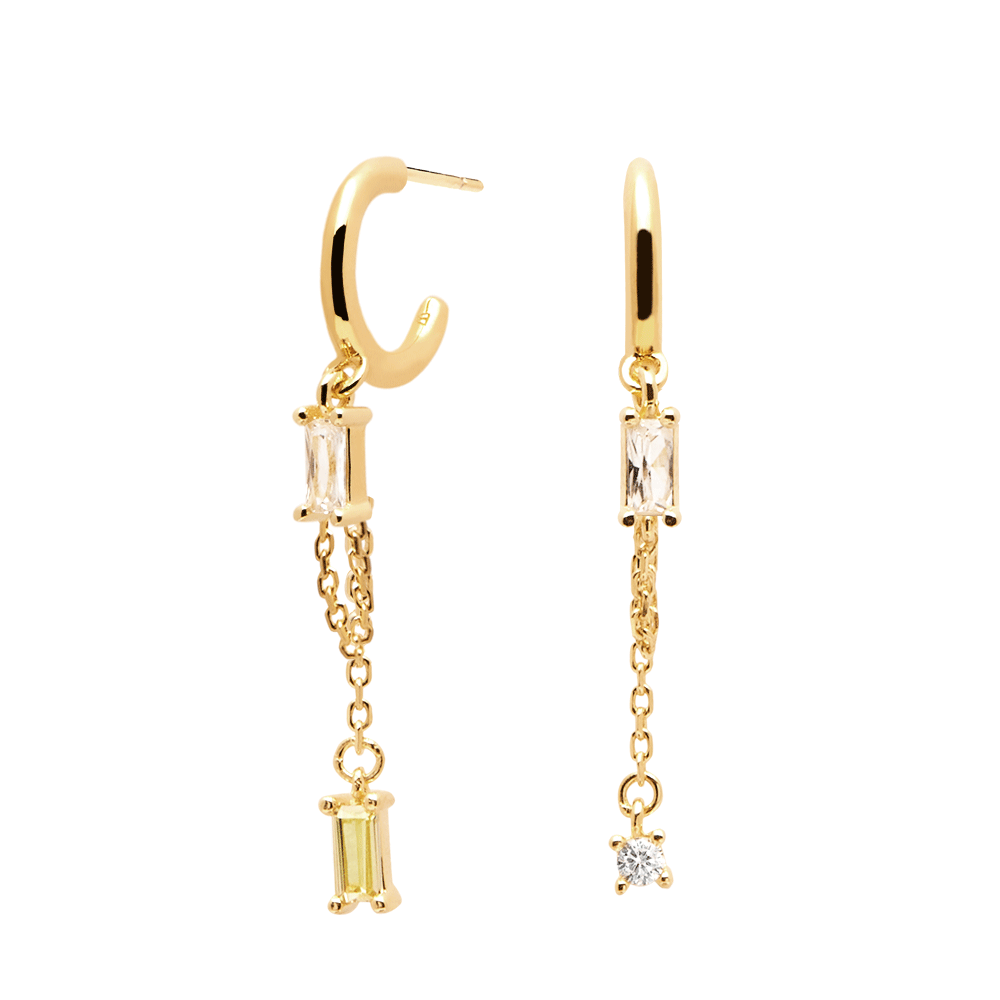 18K Gold Plated Long Dangle Earrings with White Stones for Women Everyday Wear