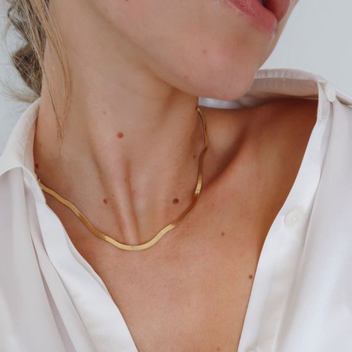 Fancy Herringbone Gold Chain Necklace | Alexandra Marks Jewelry