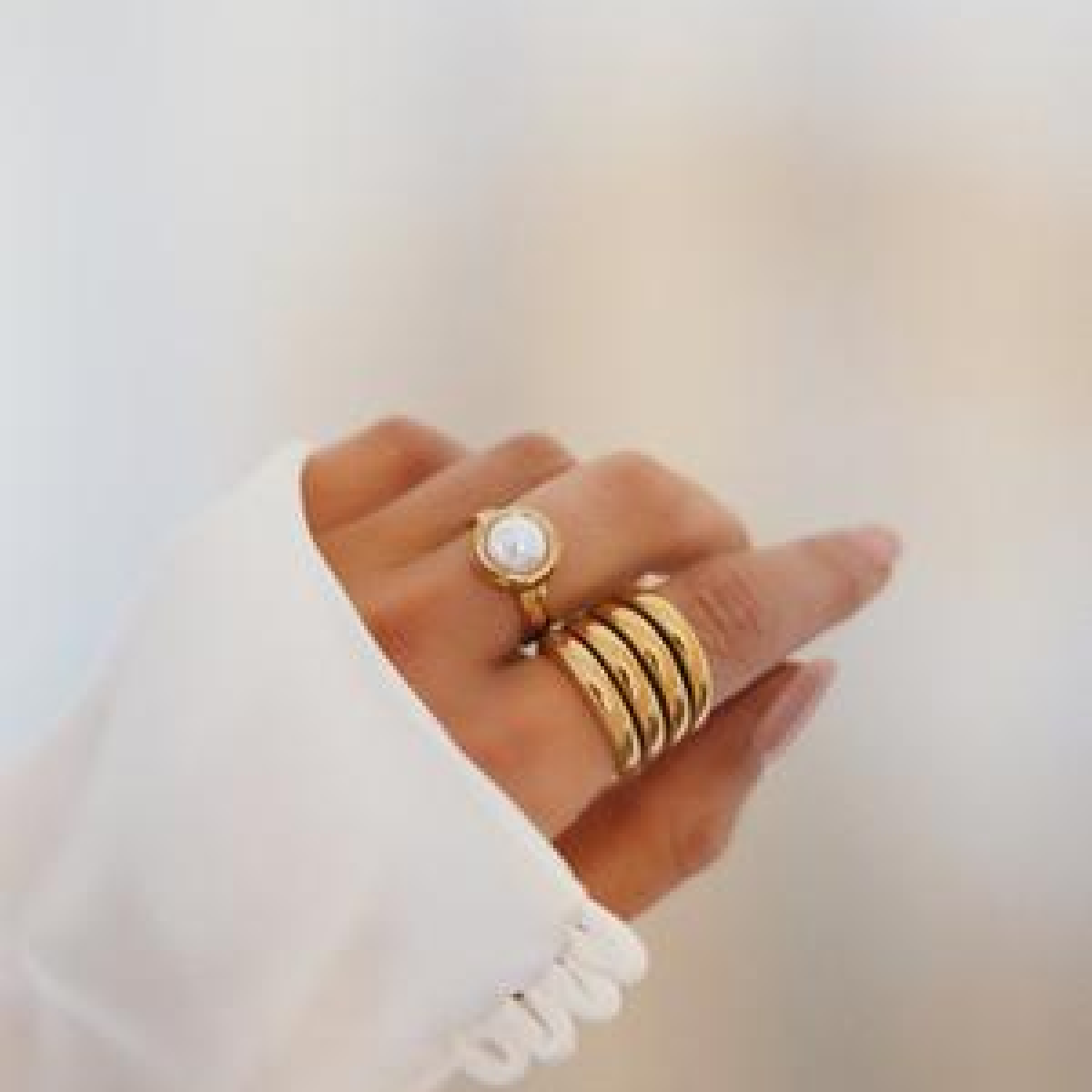 Gold Vermeil Stackable Statement Ring - Tanzire