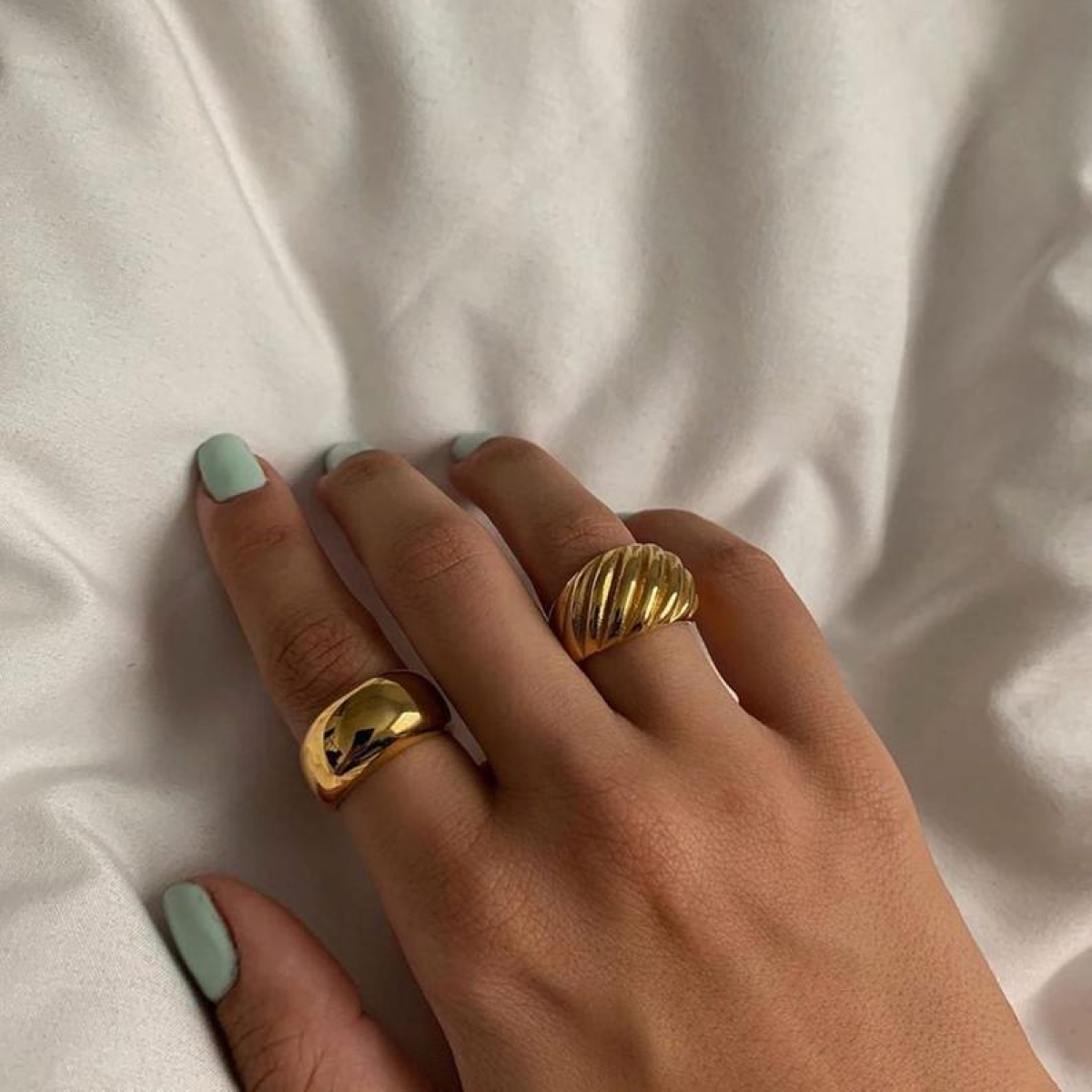 Statement Gold Vermeil Croissant Ring - Tanzire