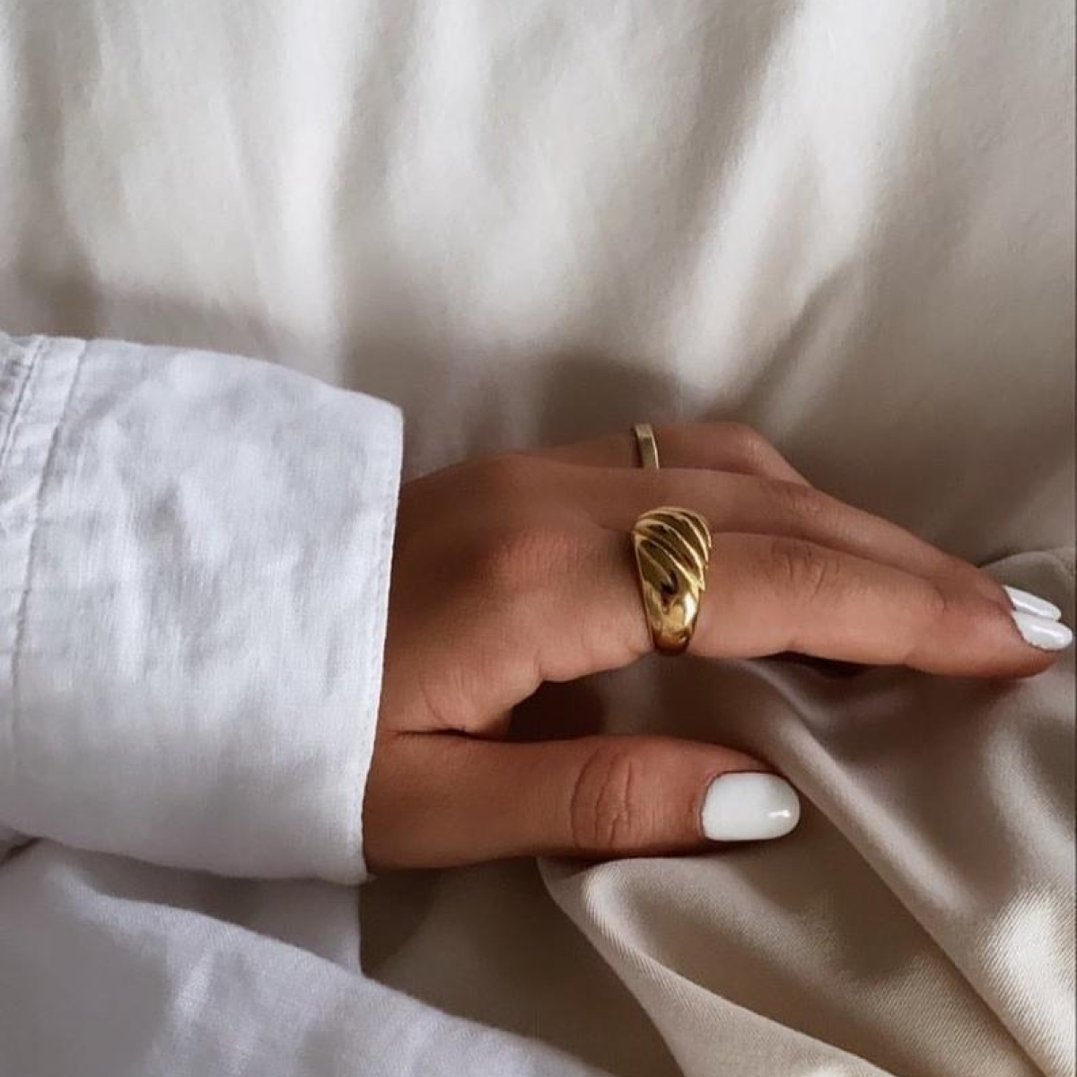 Statement Gold Vermeil Croissant Ring - Tanzire