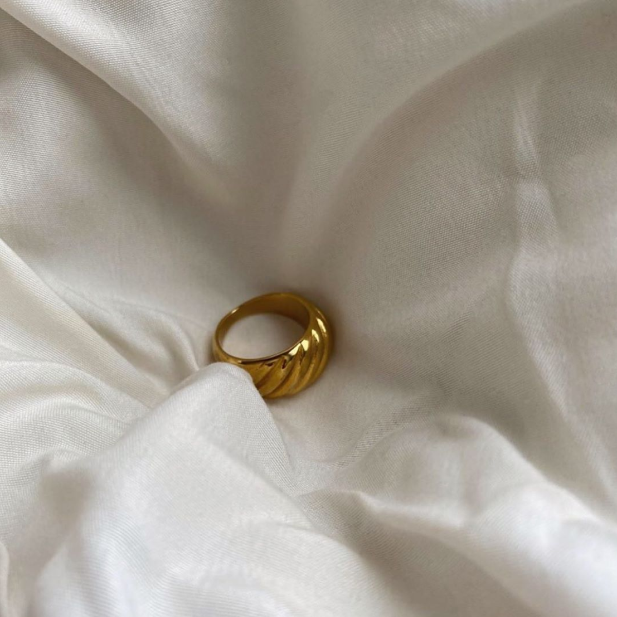 Statement Gold Vermeil Croissant Ring - Tanzire