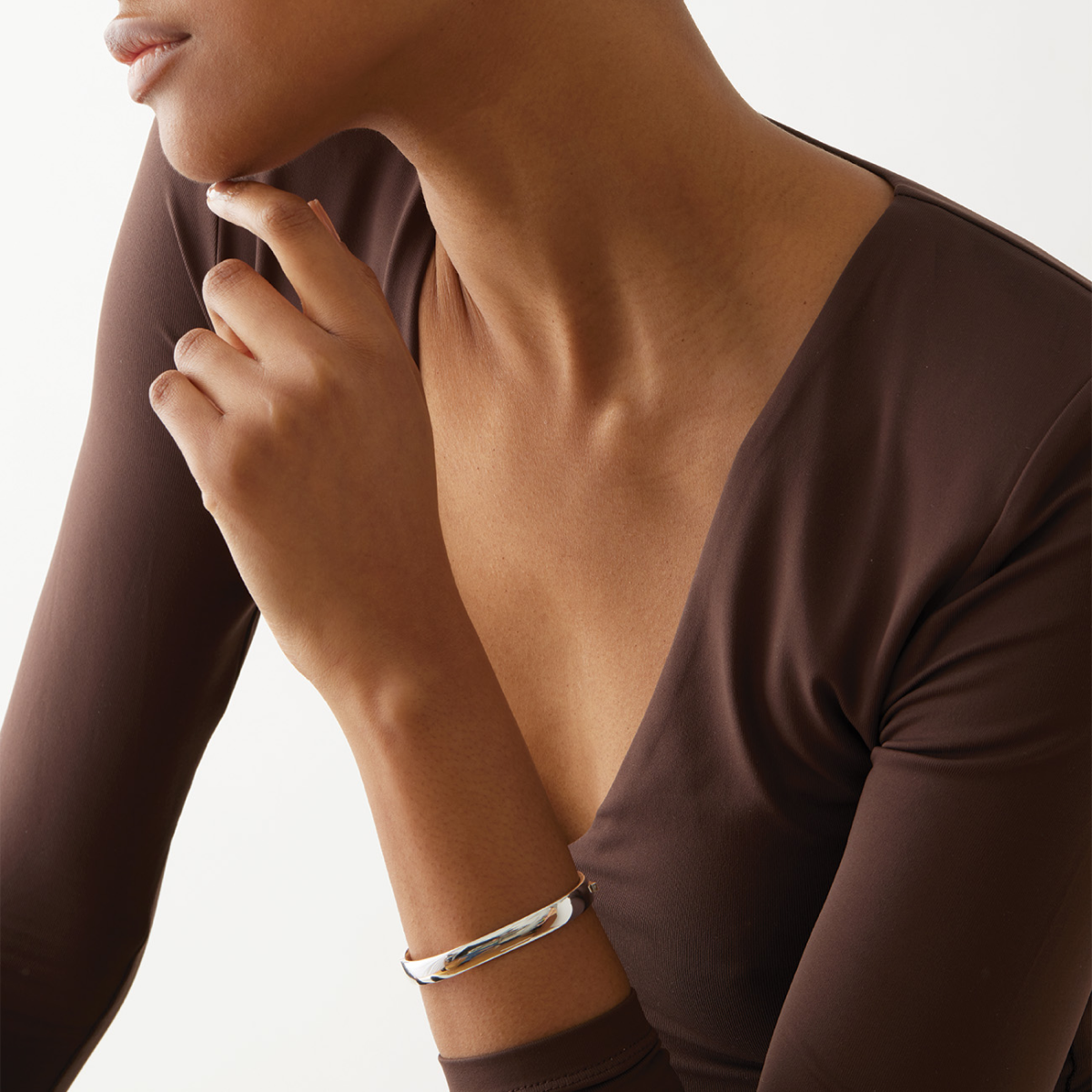 Rhodium Silver Stevie Bangle Bracelet