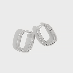 Rhodium Silver U-Shaped Hoop Earrings